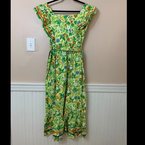 Vintage 1960s ric rac trimmed ruffle maxi frock - Picture 6 of 6